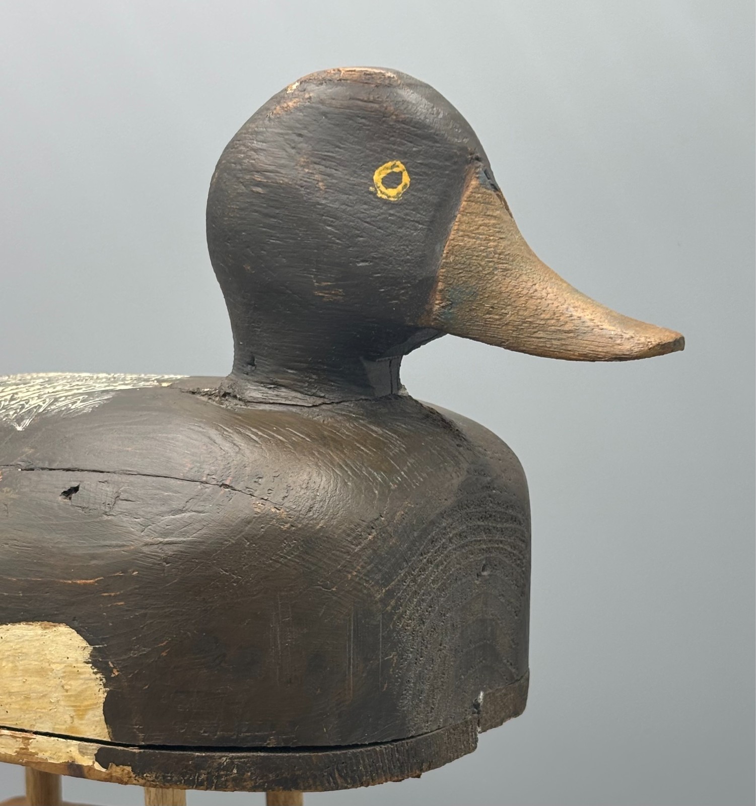 QUEBEC *ORIGINAL PAINT* BLUEBILL ANTIQUE DUCK DECOY ADELARD OUIMET (1900-1975)