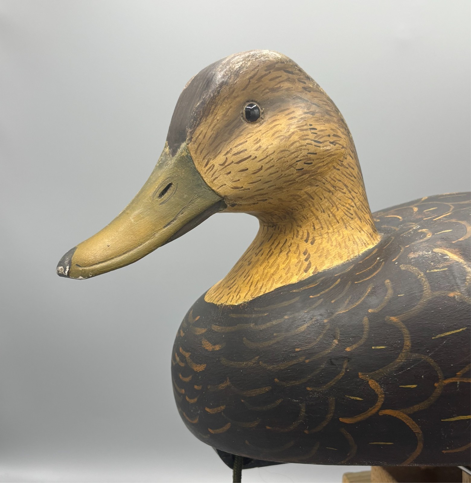 ***ORIGINAL PAINT*** OVERSIZED BLACK DUCK VINTAGE DECOY W/ UNUSUAL SWING WEIGHT