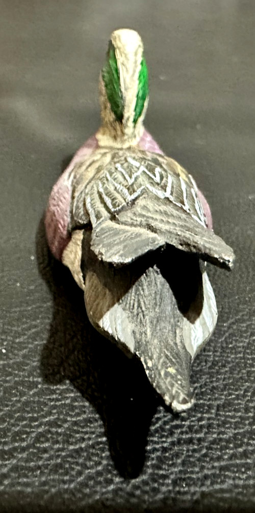 1970’S BILL CALLAHAN SIGNED WIDGEON DRAKE HAND PAINTED MINI PEWTER DUCK DECOY