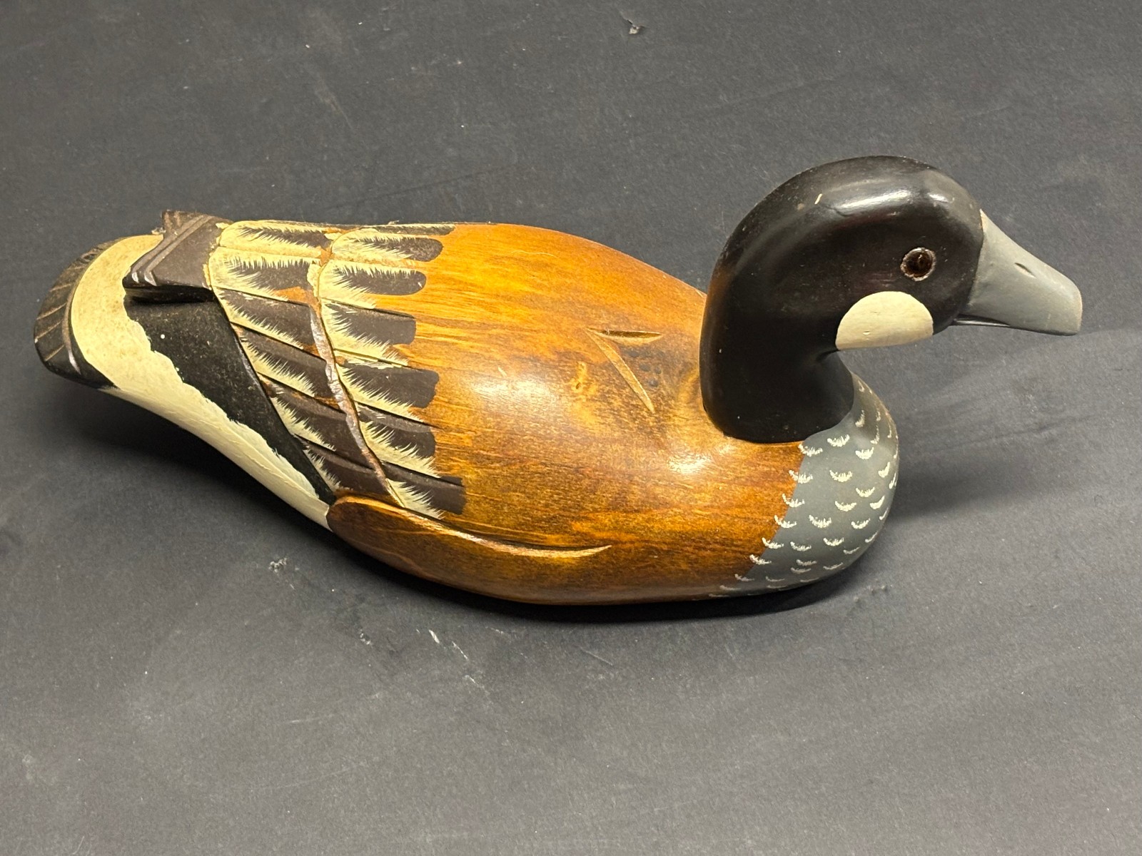 Vintage Handcarved Glass Eye 13″ Wooden Duck Decoy Canadian Goose Painted