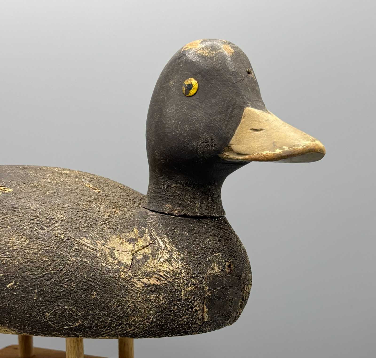 *ORIGINAL PAINT* *QUEBEC* WILLIE LEDUC (1886-1968) ANTIQUE WOODEN DUCK DECOY