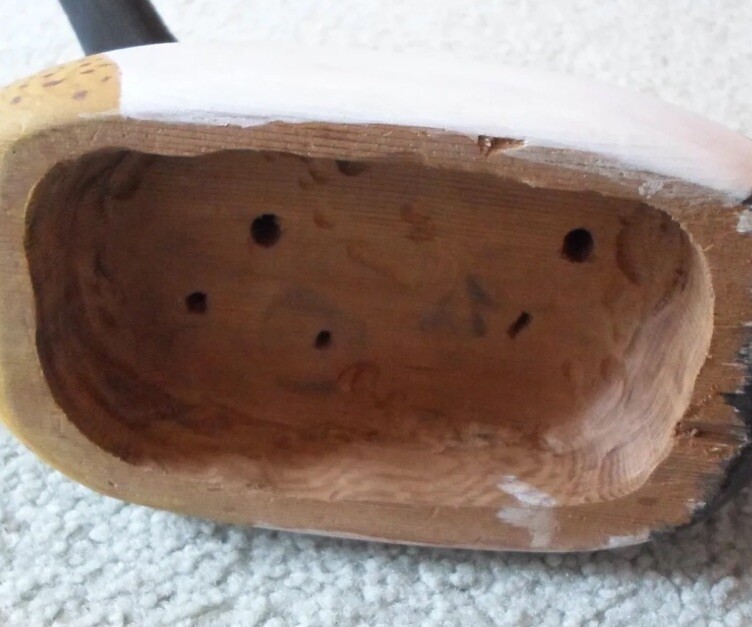 Unknown Maker ~ Vintage Hollow Carved Working Duck Drake Decoy @ 9.0″ ~ Unsigned