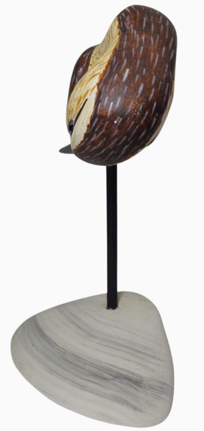 A HUTCH DECOYS ORIG, MD SIGNED HND PNTD/CRVD CURLEW SHOREBIRD DECOY W/GLASS EYES