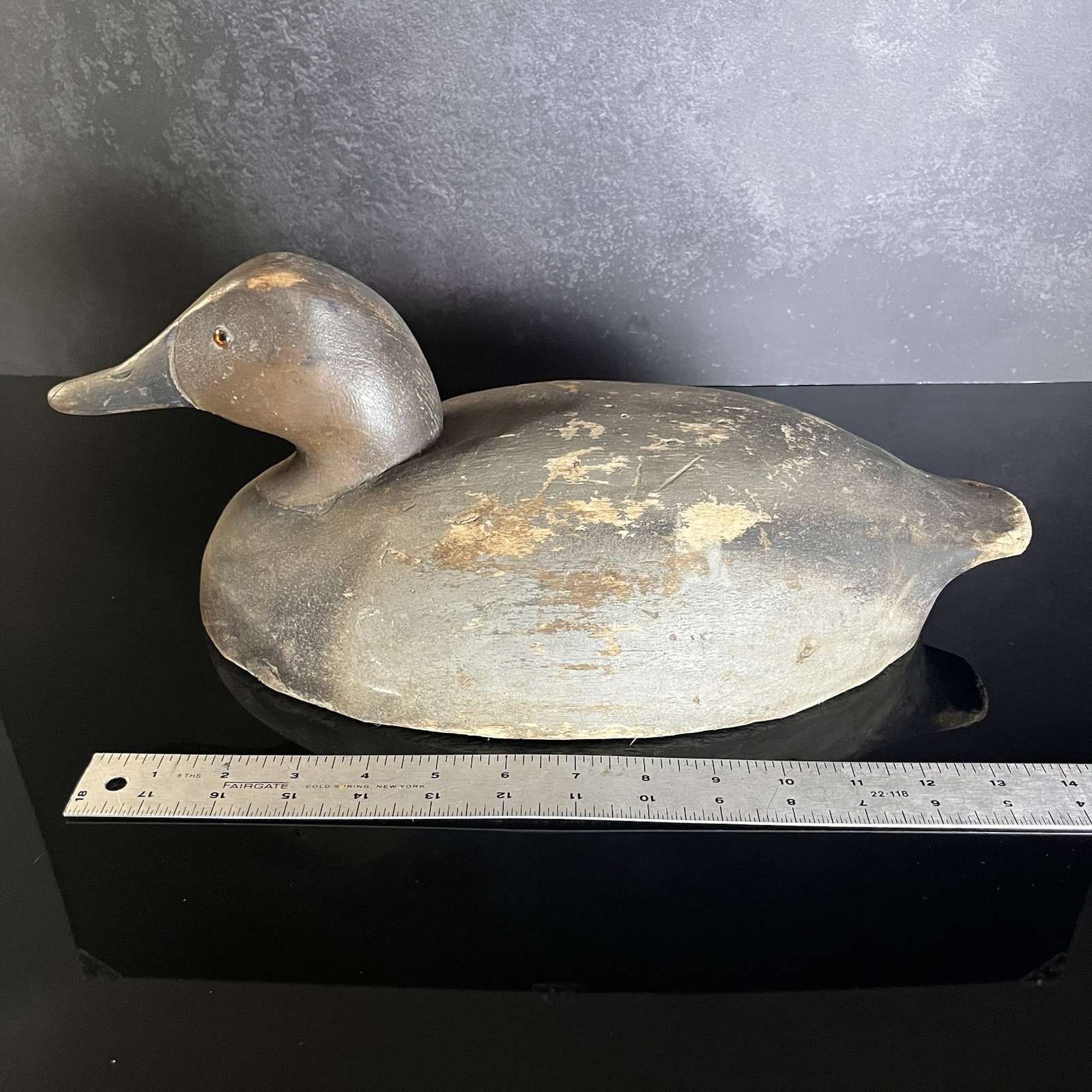Antique/Vintage Hand Painted Carved Wooden Duck Decoy – 14in Long