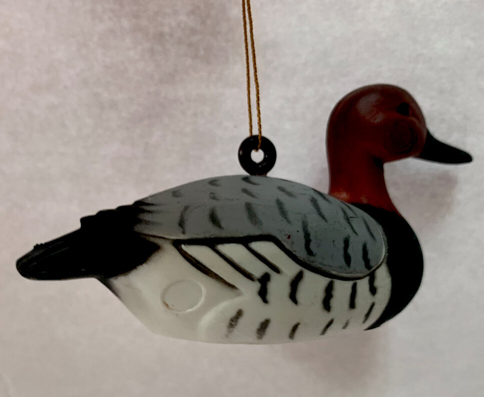 Vintage Duck Decoy Christmas Ornament Ceramic Miniature New Old Stock