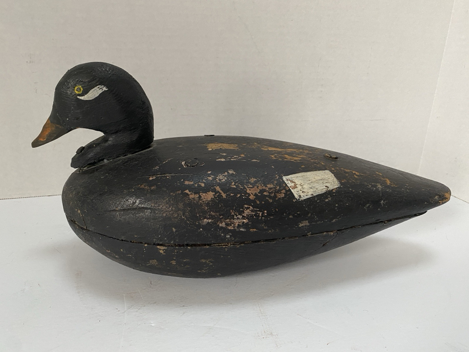 White-winged Scoter Duck Decoy, Vintage, Wood, Nailed in Head Set, Unsigned