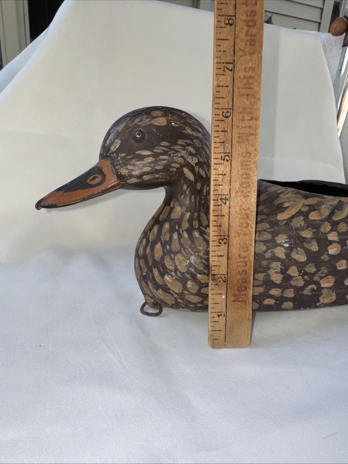 Vtg 1956 Mallard Hen JS McGuire Fairfax Feather-Lite 15” Duck Decoy Hole In Top