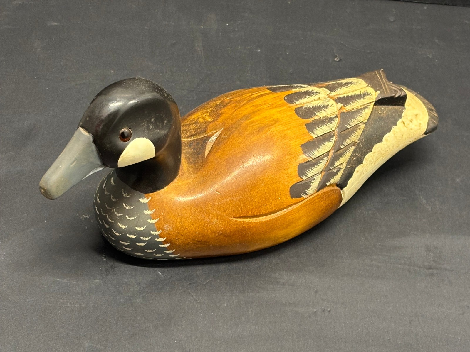 Vintage Handcarved Glass Eye 13″ Wooden Duck Decoy Canadian Goose Painted