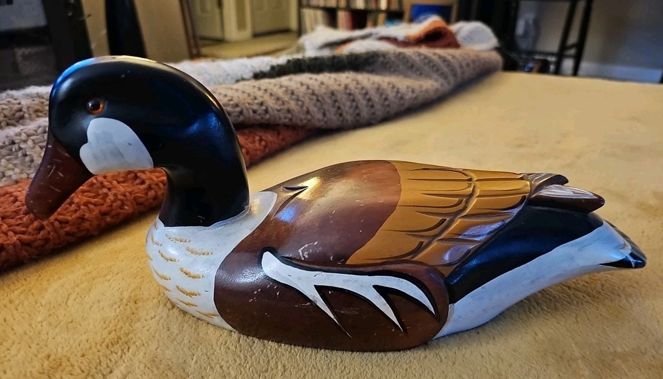 Canadian Duck Goose Decoy Hand Painted Vintage 14″ *Read*