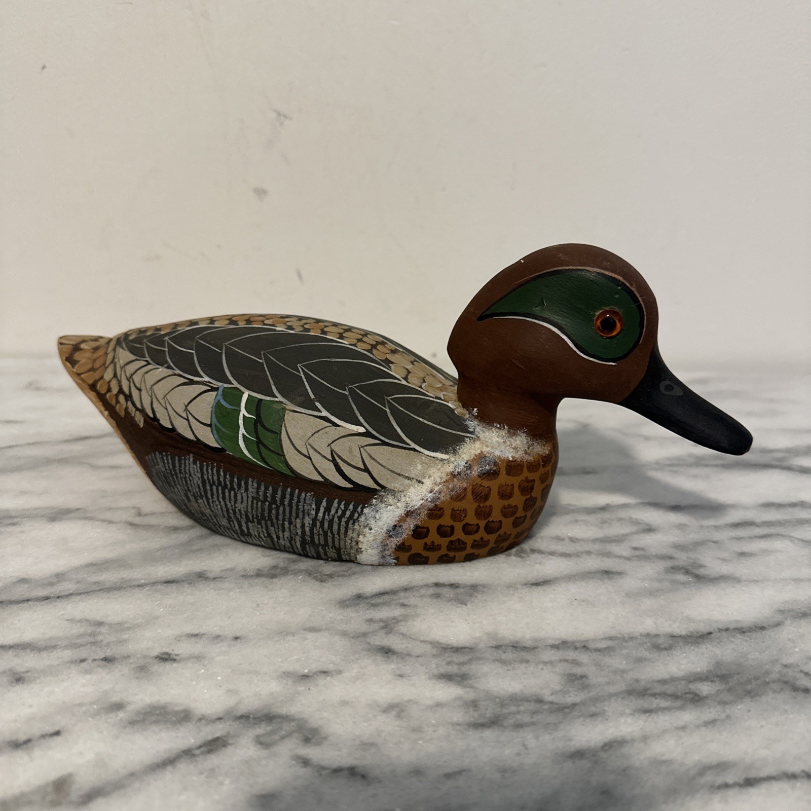 Reginald Trevisan Wood Mallard Duck Decoy Hand Made & Painted Signed Dated 1981