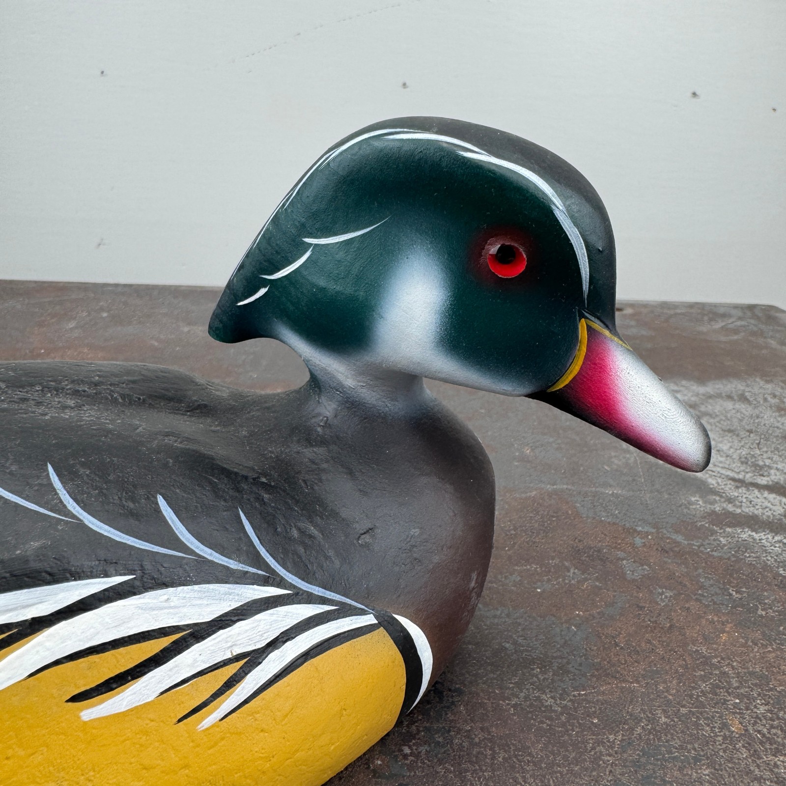Vtg Wood Duck Drake Duck Decoy MICHAEL & SUSAN VEASEY Carved Cork 2006 Mike