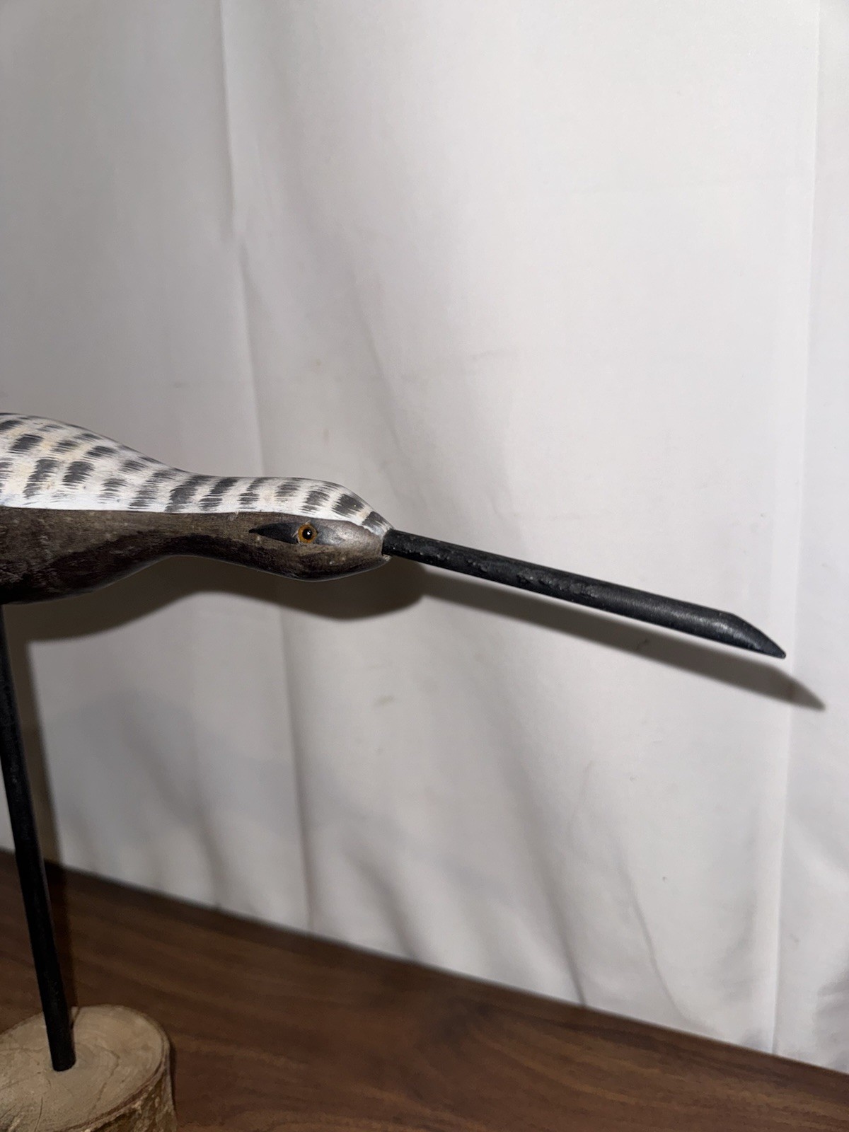 Vintage Shorebird Black Bellied Spotted Plover Wood Decoy Hand Carved W/ Stand