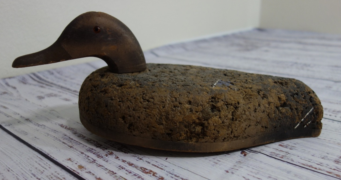 Vtg George Soule LL Bean Brown Mallard Hen Cork Duck Decoy Spinning Head 15″