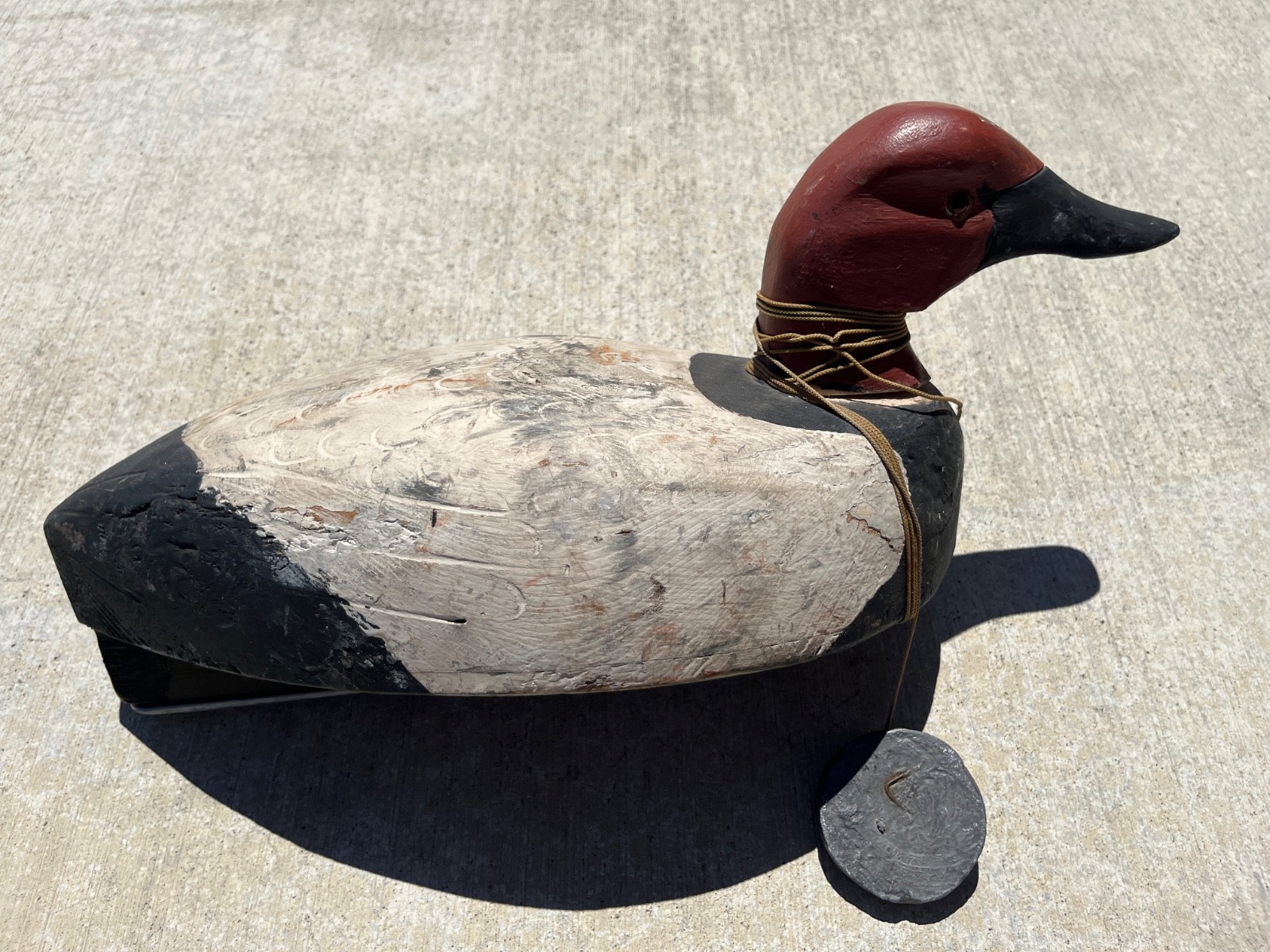 Vintage Oversized Solid Wooden Duck Decoy Approx. 17.5″L x 7″W x 10″H Canvasback