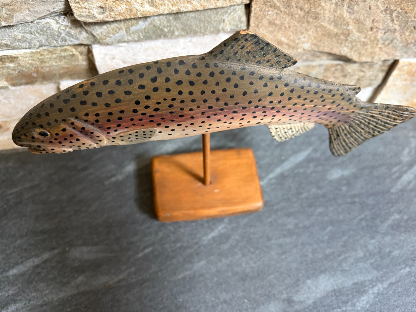 Signed Robert Alan White 1992 Hand Carved Wood Rainbow Trout