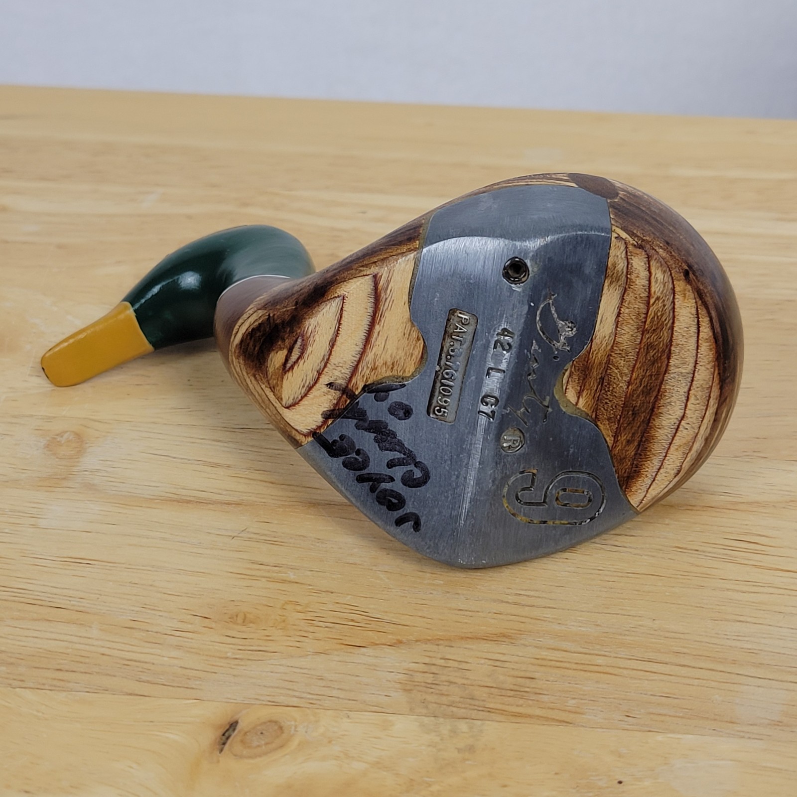 Vintage Ginty 9 Wood Golf Club Duck Decoy Folk Art Hand Painted Mallard Signed