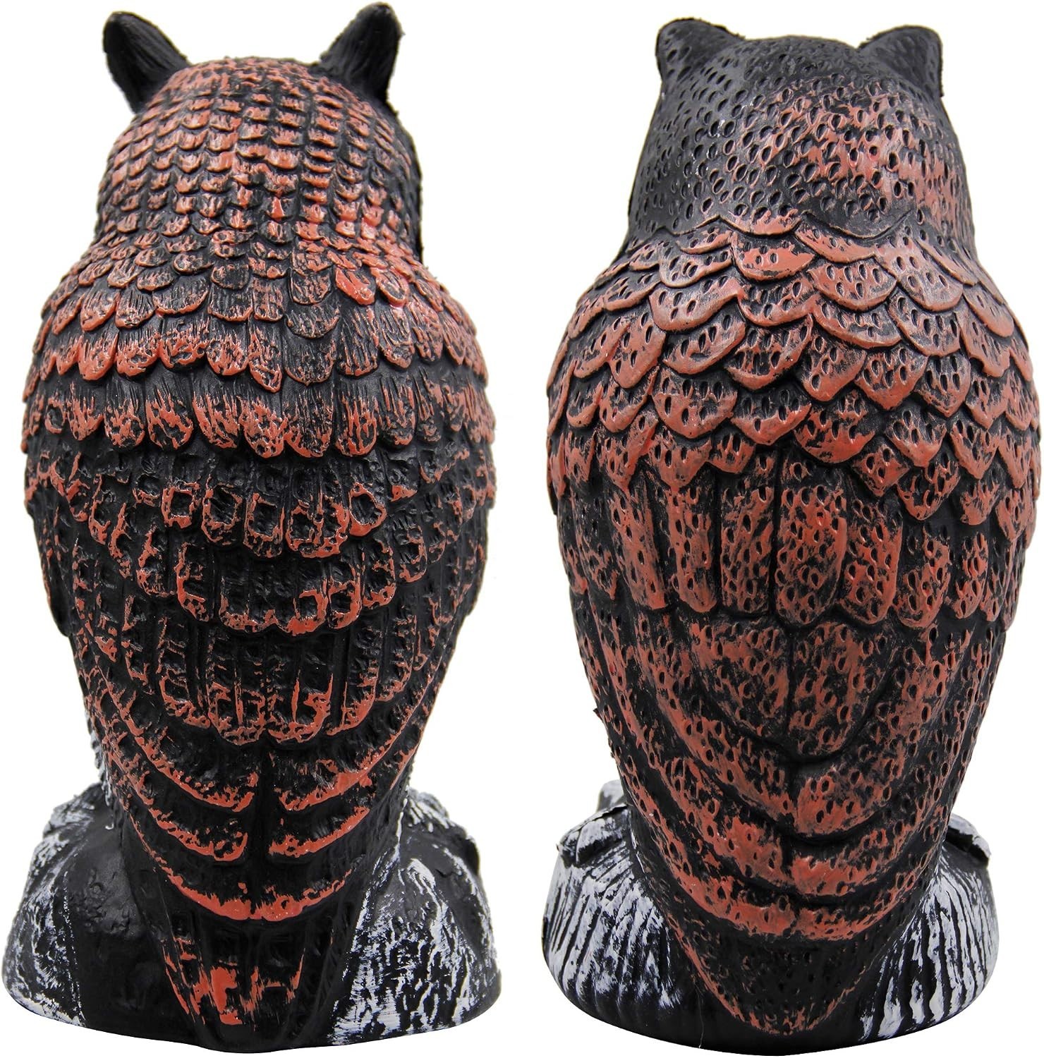 2 Pack Realistic Horned Owl Decoys 10.5” – Eco-Friendly Birds Scarecrow