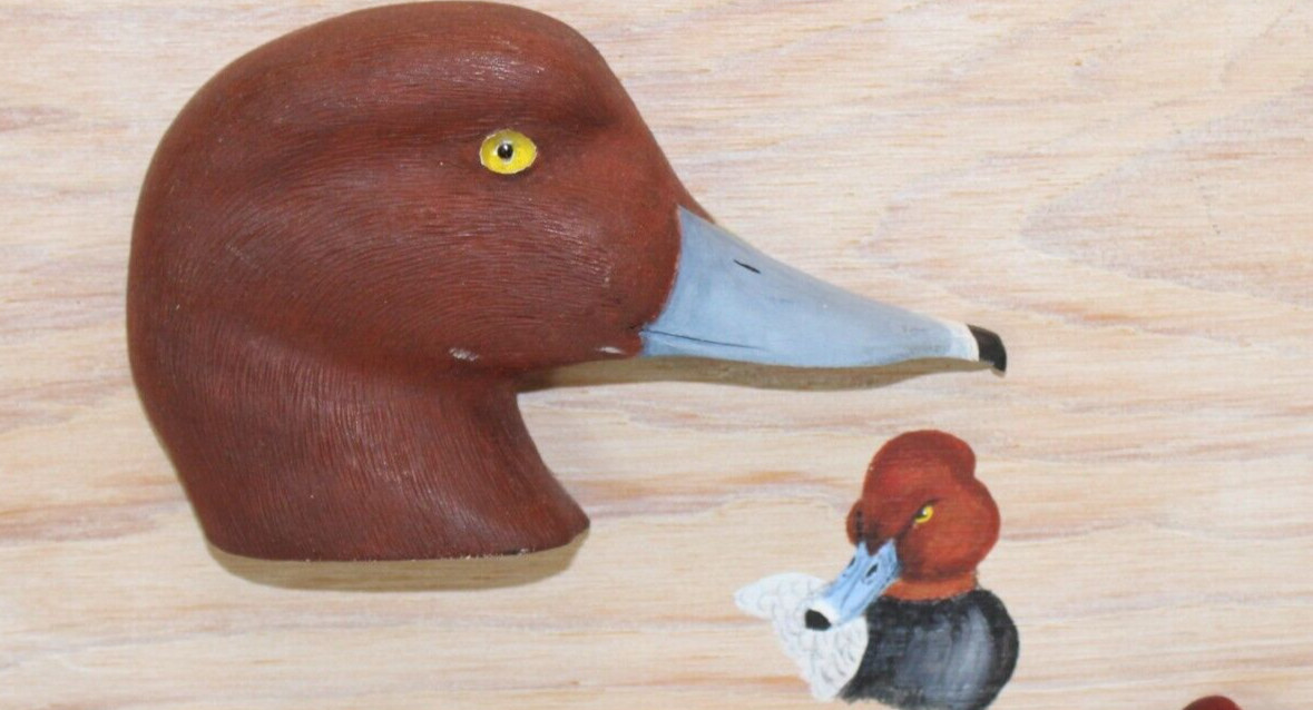 Vintage Redhead Drake Duck 3D wall plaque Signed J.W.Caldwell