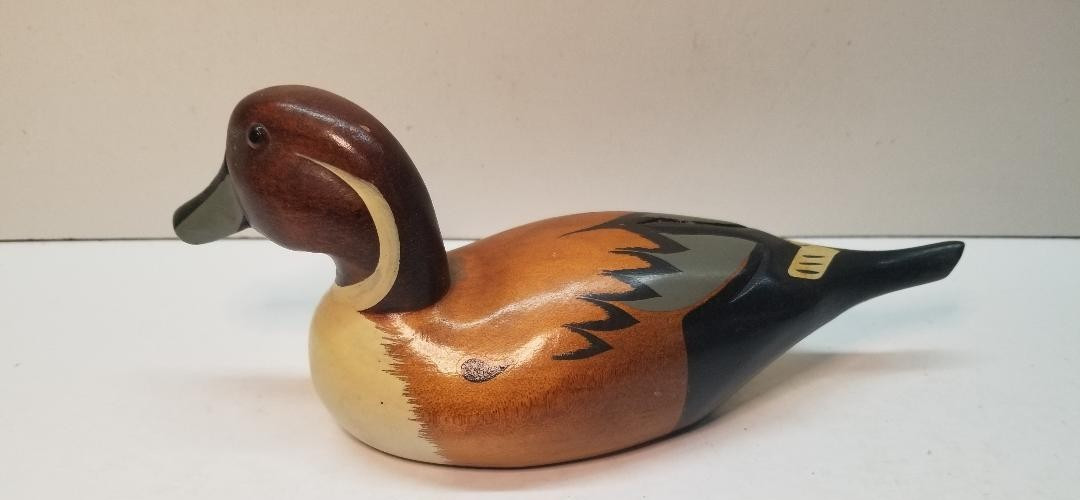 Vintage 8 Inch Wooden Northern Pintail Duck Decoy Hand Carved And painted
