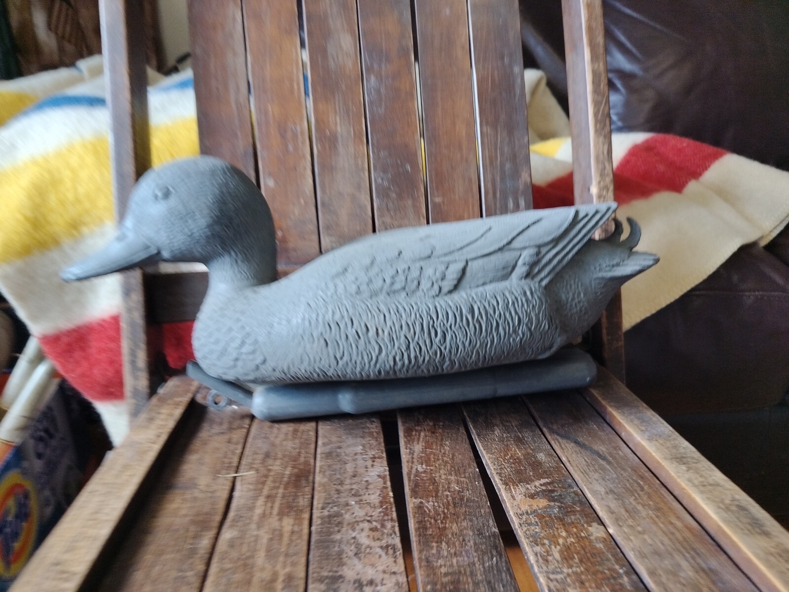 Vintage Mallard Gray Duck Decoy Plastic Hollow Drake Sport Plast Italy 17″