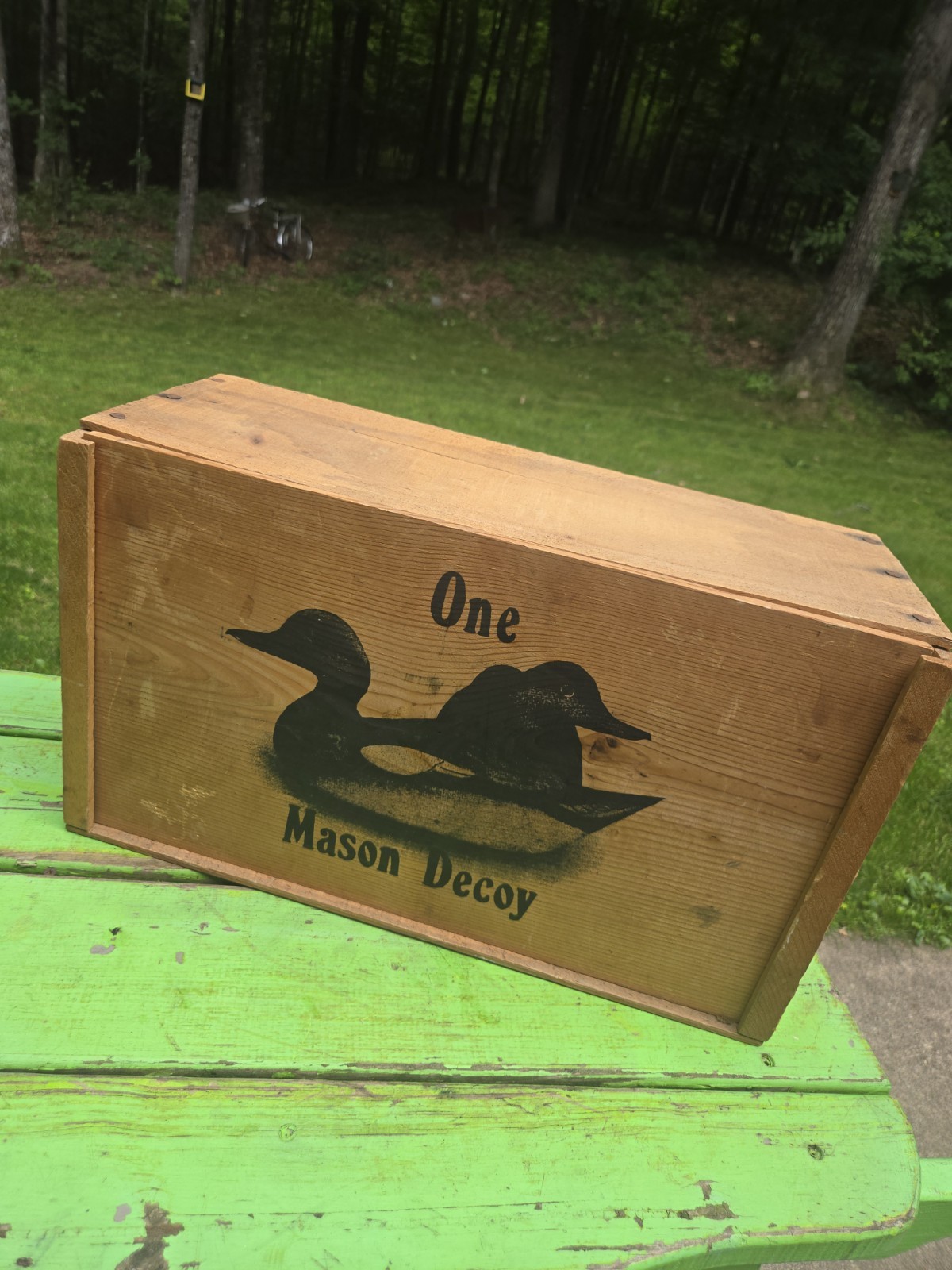 Vintage One Mason Duck Decoy Wood Shipping Crate 19 1/2″× 11 1/2″× 8″