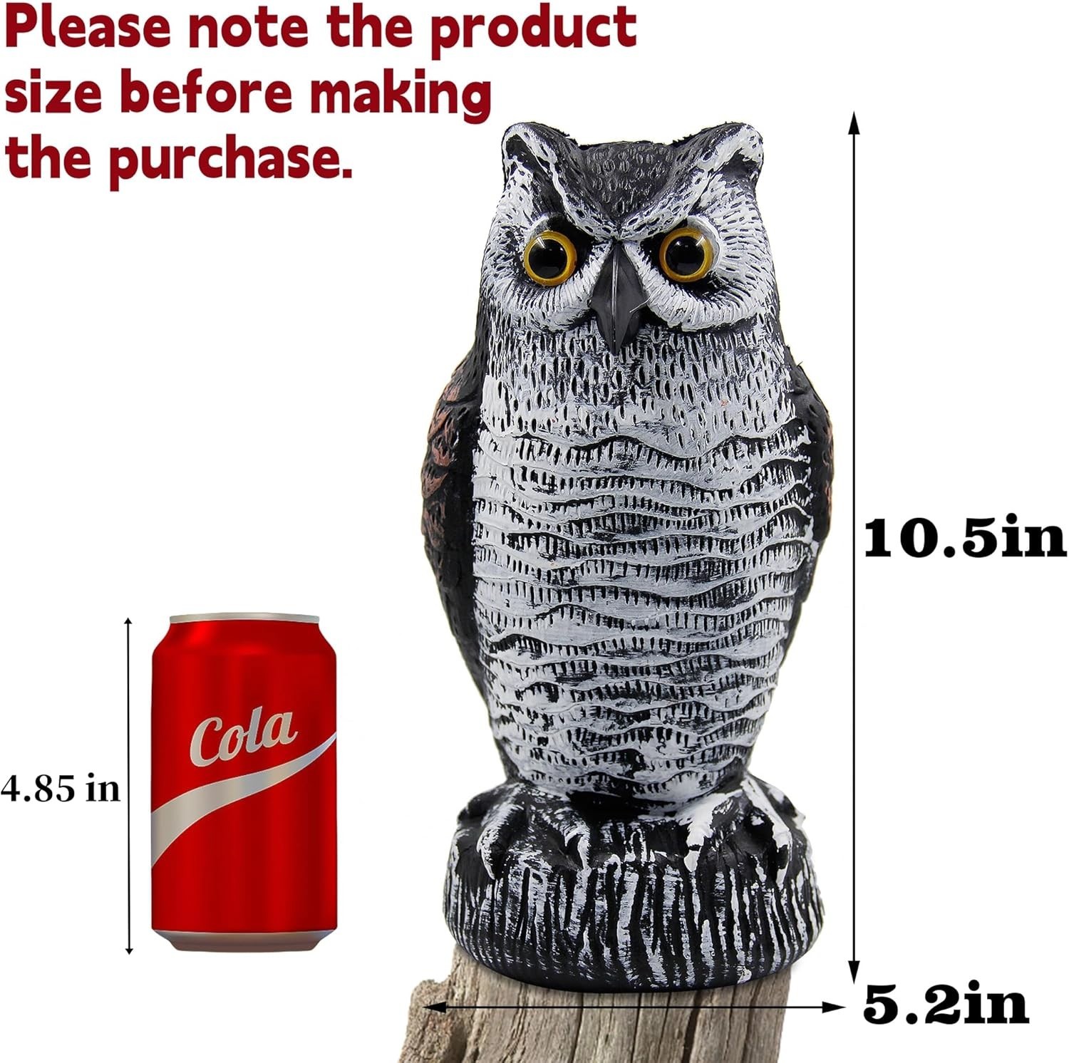 2 Pack Horned Owl Bird Scarecrow Decoys for Garden Pest Control Decoration