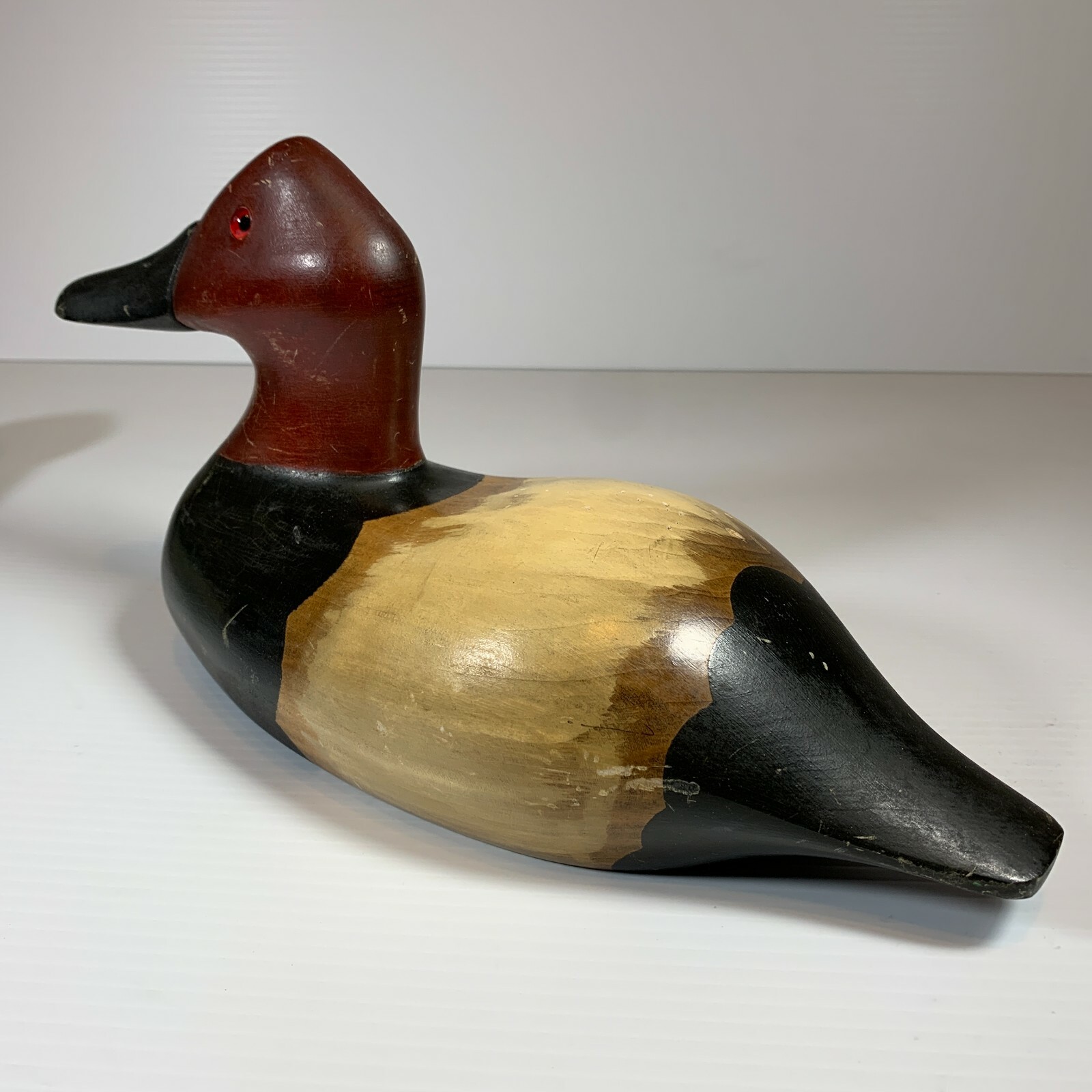 Ron Fisher signed Hand-Carved Hand-Painted Red Headed Duck Decoy