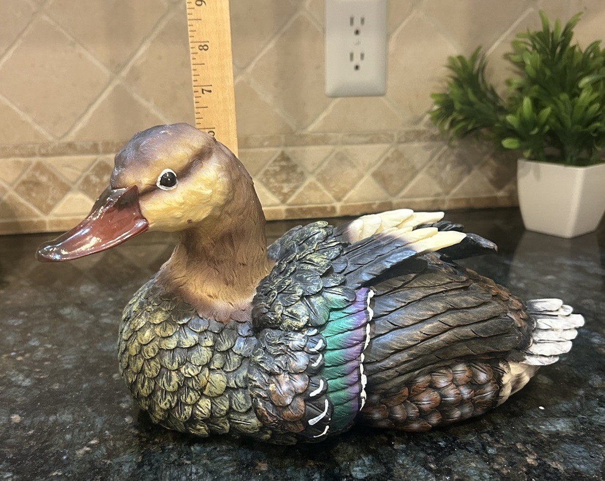 Vintage Resin Mallard Duck Decoy Figurine Decor Accent
