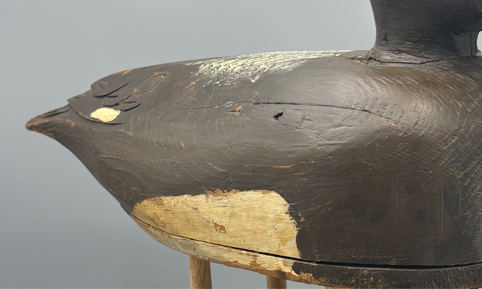 QUEBEC *ORIGINAL PAINT* BLUEBILL ANTIQUE DUCK DECOY ADELARD OUIMET (1900-1975)