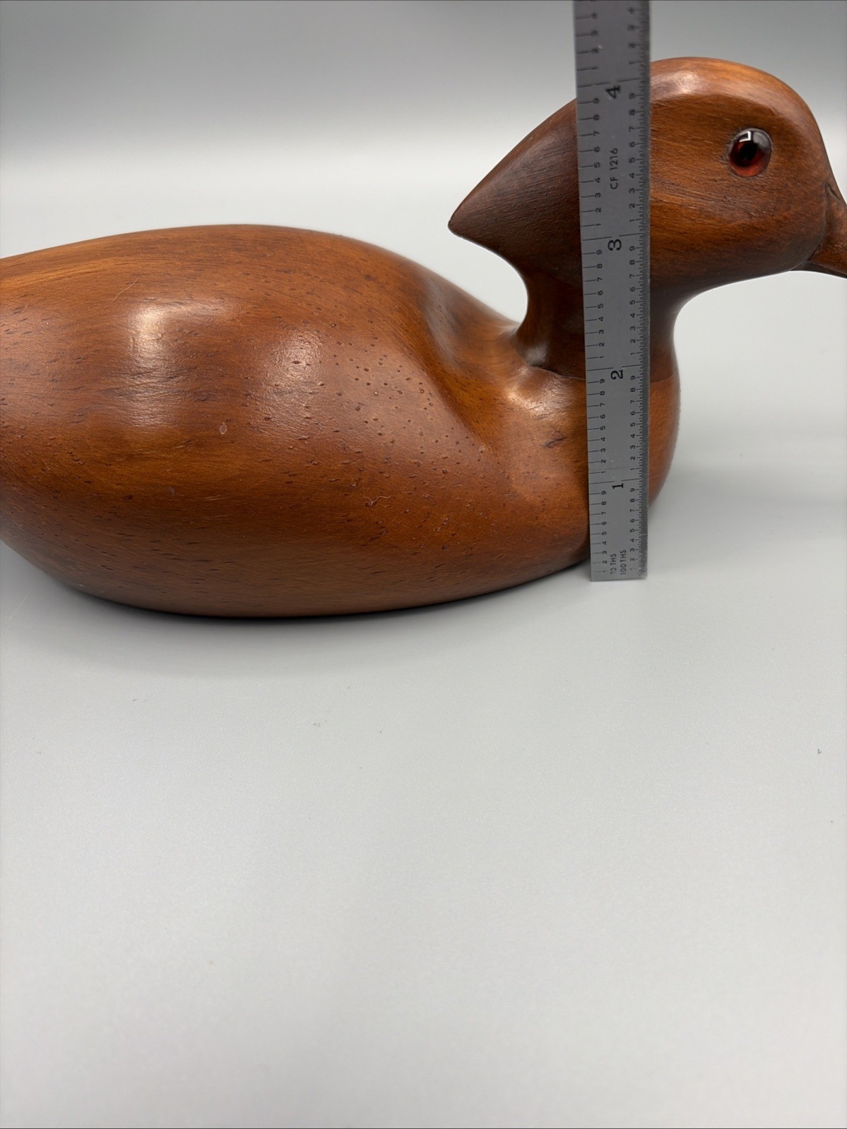 Vintage Handcarved Wooden Signed Don Bashore 1982 Wood Duck Decoy w/ Glass Eyes