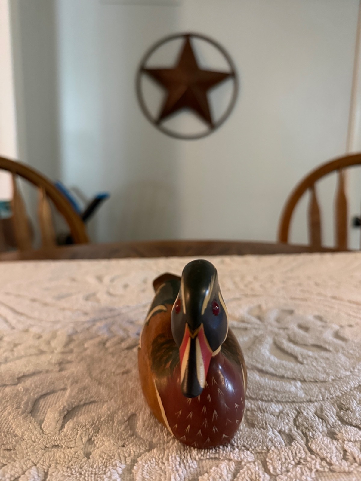A Wooden Bird Factory Small Hand Carved WOOD DUCK Signed P Korman ‘85