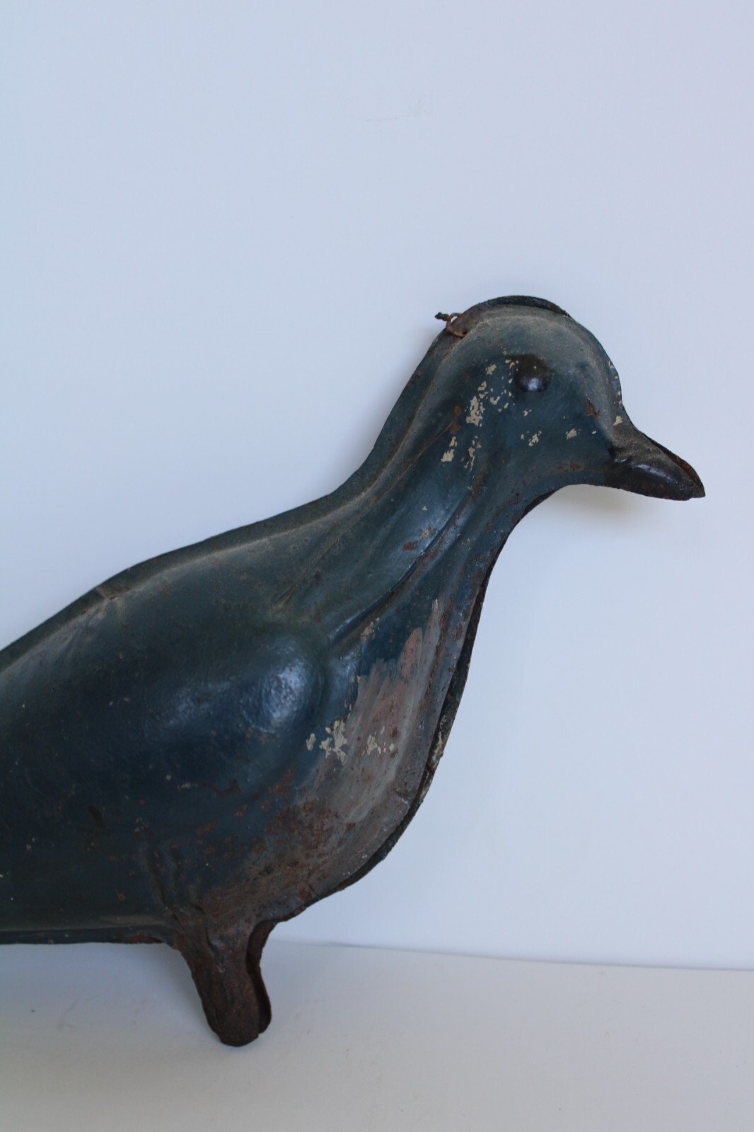 RARE Primitive Antique Folding Hinged Tin Shorebird Decoy, Green Paint