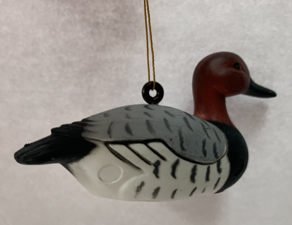 Vintage Duck Decoy Christmas Ornament Ceramic Miniature New Old Stock