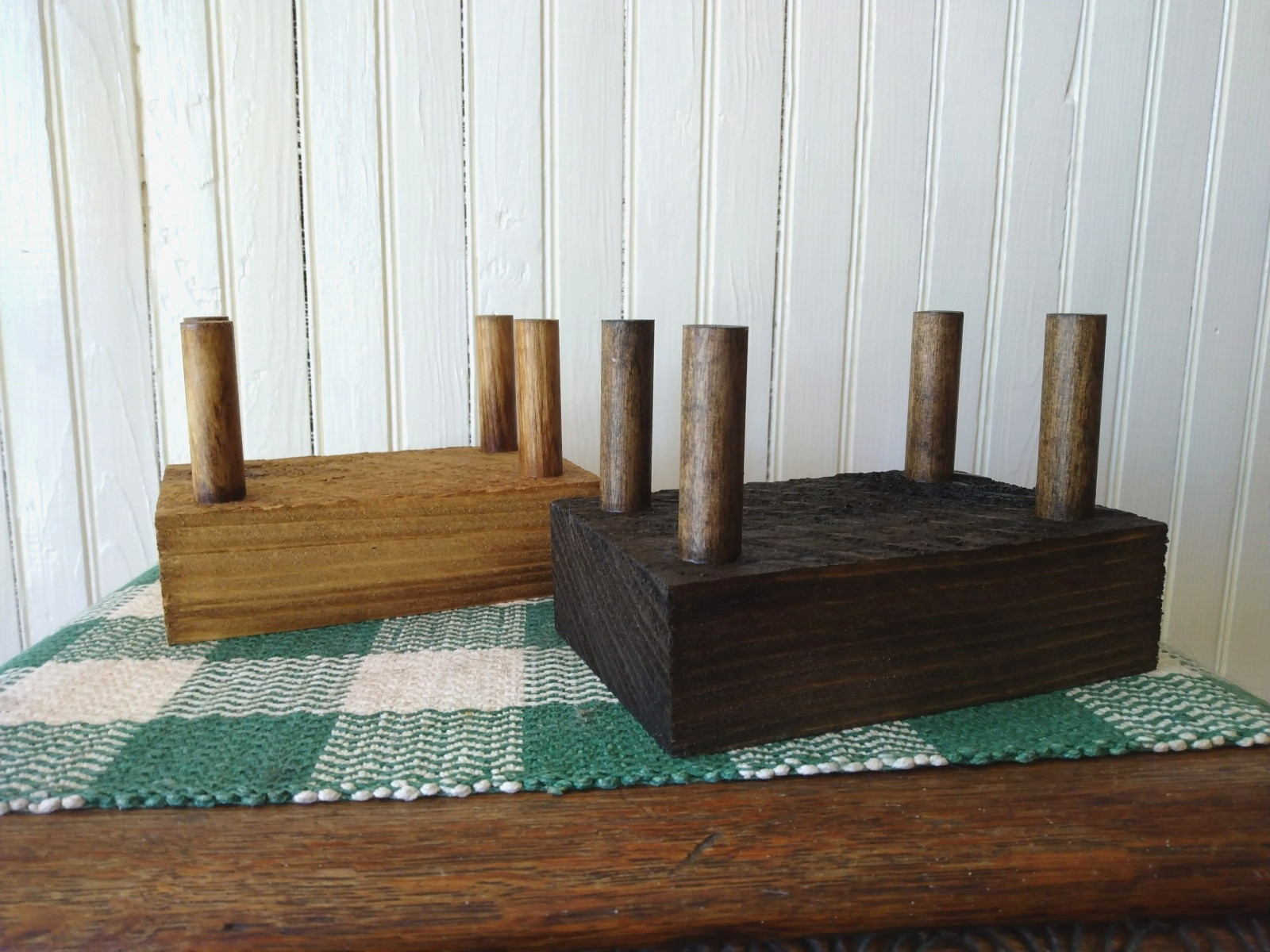 2 Large Rough cut Wood Hand Made Duck Decoy Stands