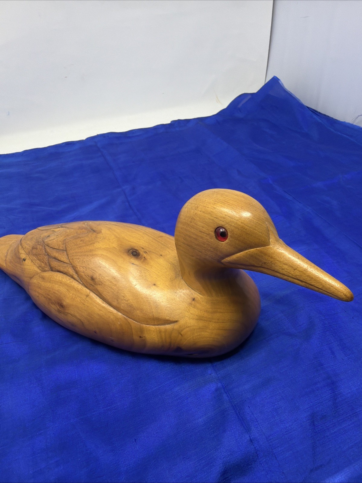 Loon Duck Decoy Hand Carved Inez Esse 1984 Wooden Bird Factory – Unpainted Blank