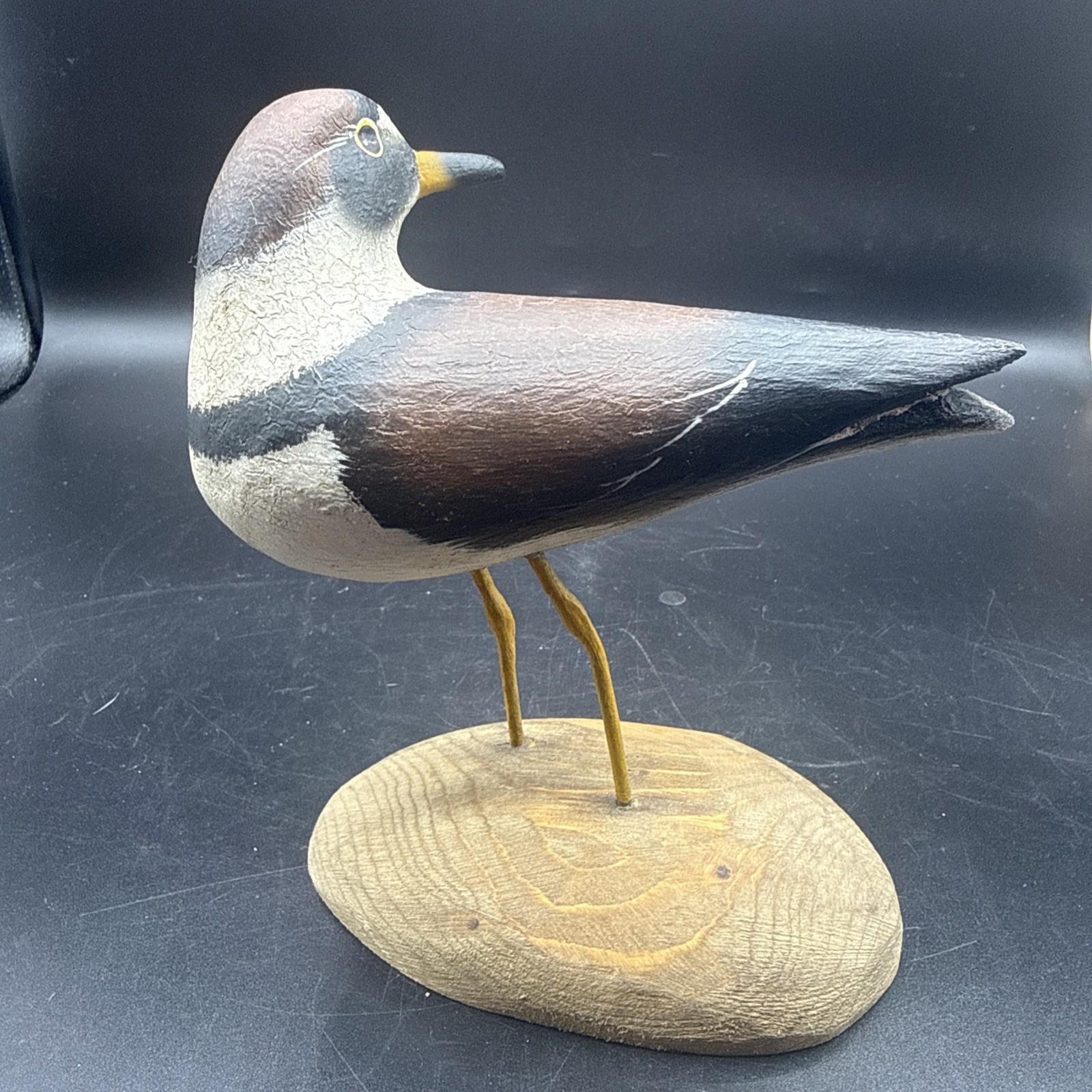 Vtg Canadian Artist Luc Cyr Hand Carved Wood Shorebird Decoy Semipalmated Plover