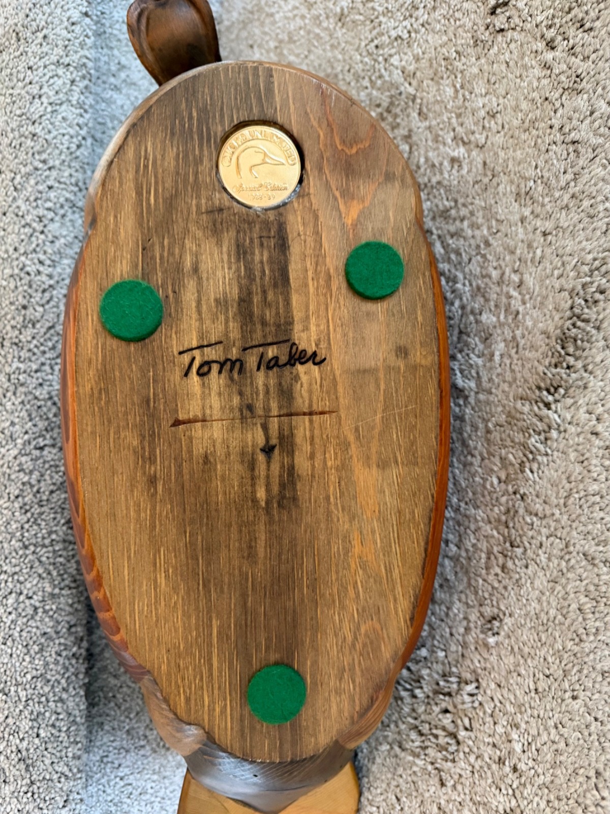 Tom Taber Shoveler Decoy, Ducks Unlimited Special Edition Medalion from 1988