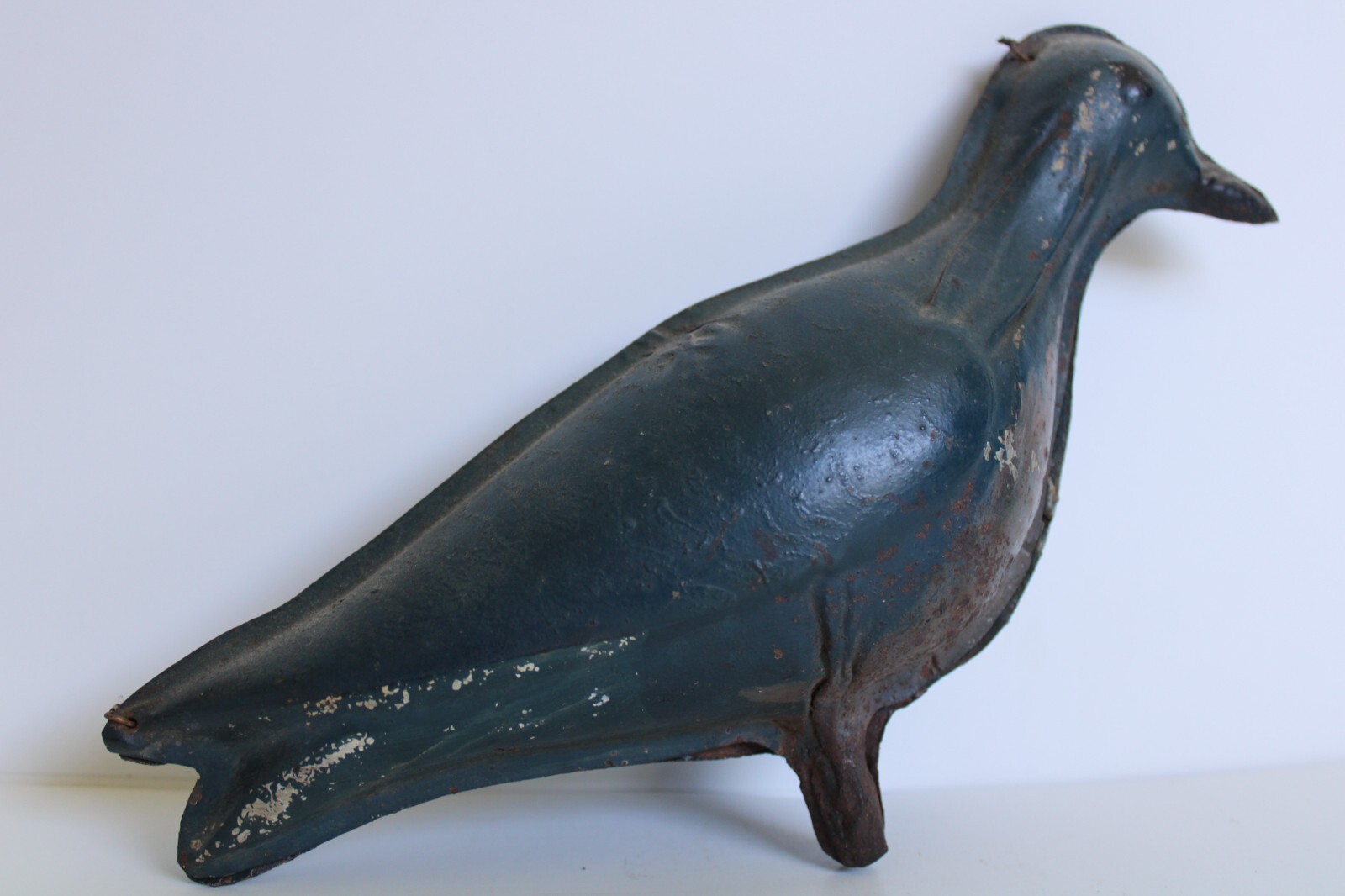 RARE Primitive Antique Folding Hinged Tin Shorebird Decoy, Green Paint