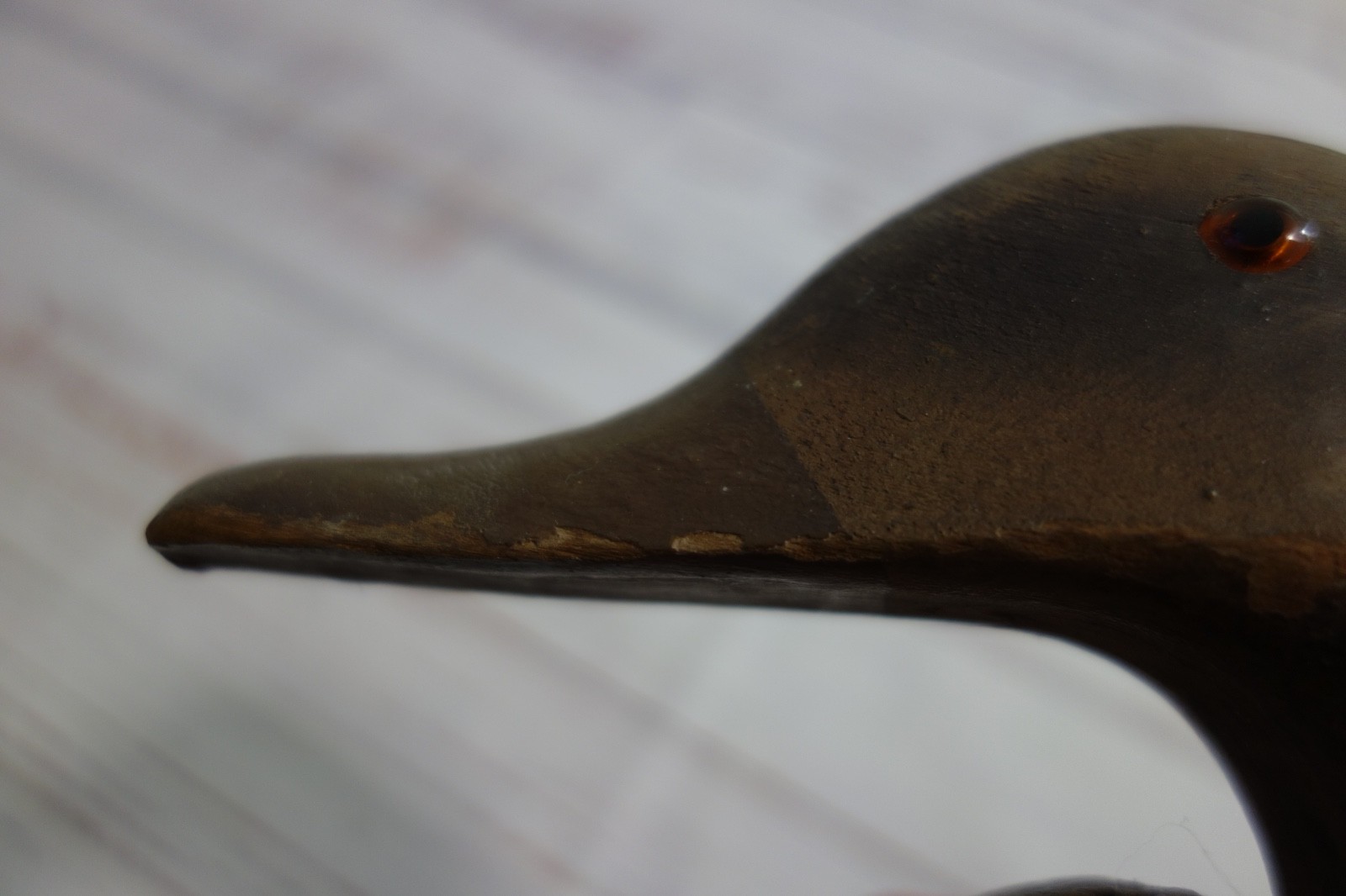 Vtg George Soule LL Bean Brown Mallard Hen Cork Duck Decoy Spinning Head 15″