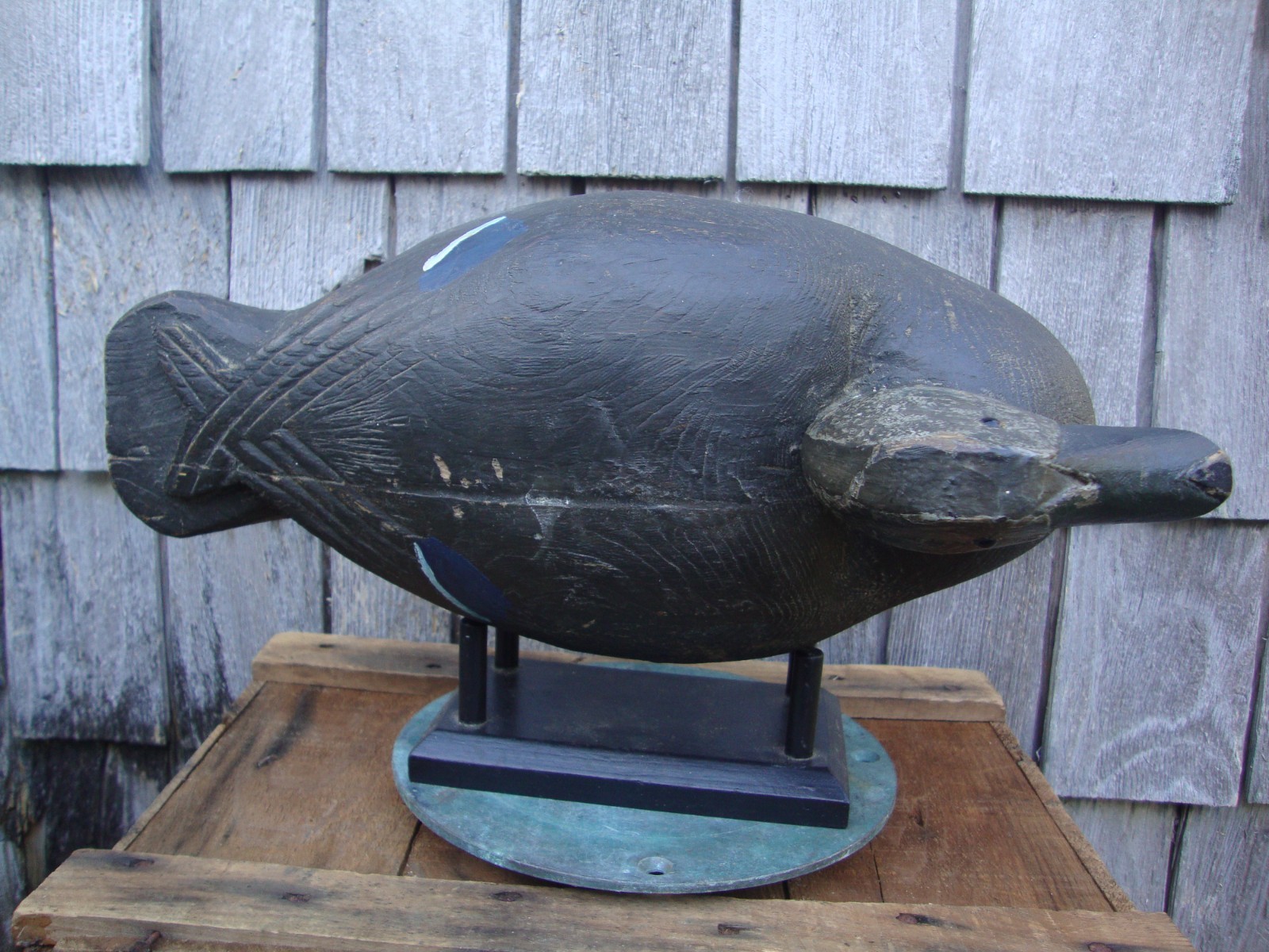 BLACK DUCK DECOY QUEBEC CANADA ANTIQUE LURE HUNTING BIRD