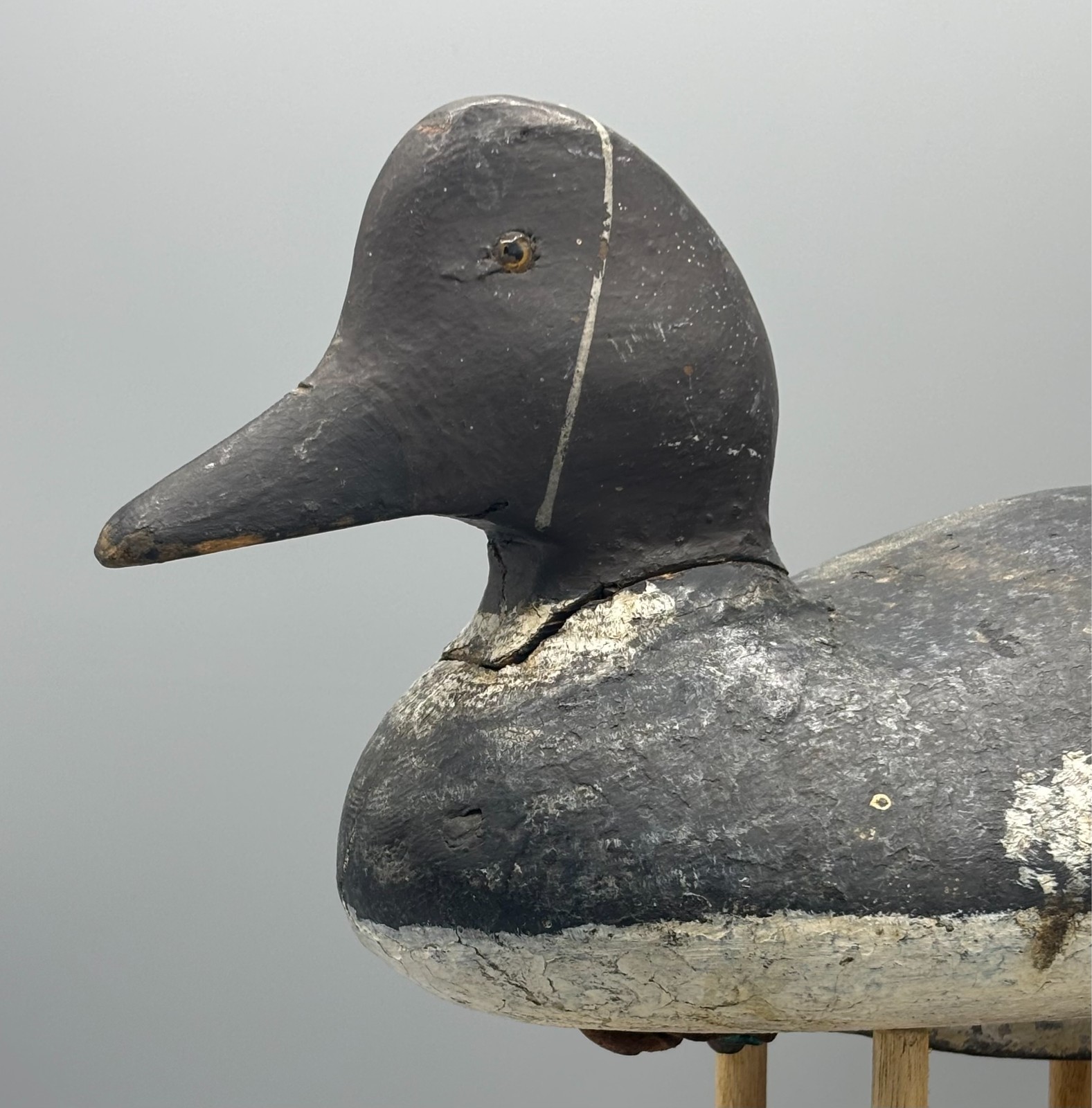EARLY LAKE CHAMPLAIN (?)* GODENEYE HEN VINTAGE DUCK DECOY *KEEL-LIKE BALLAST*