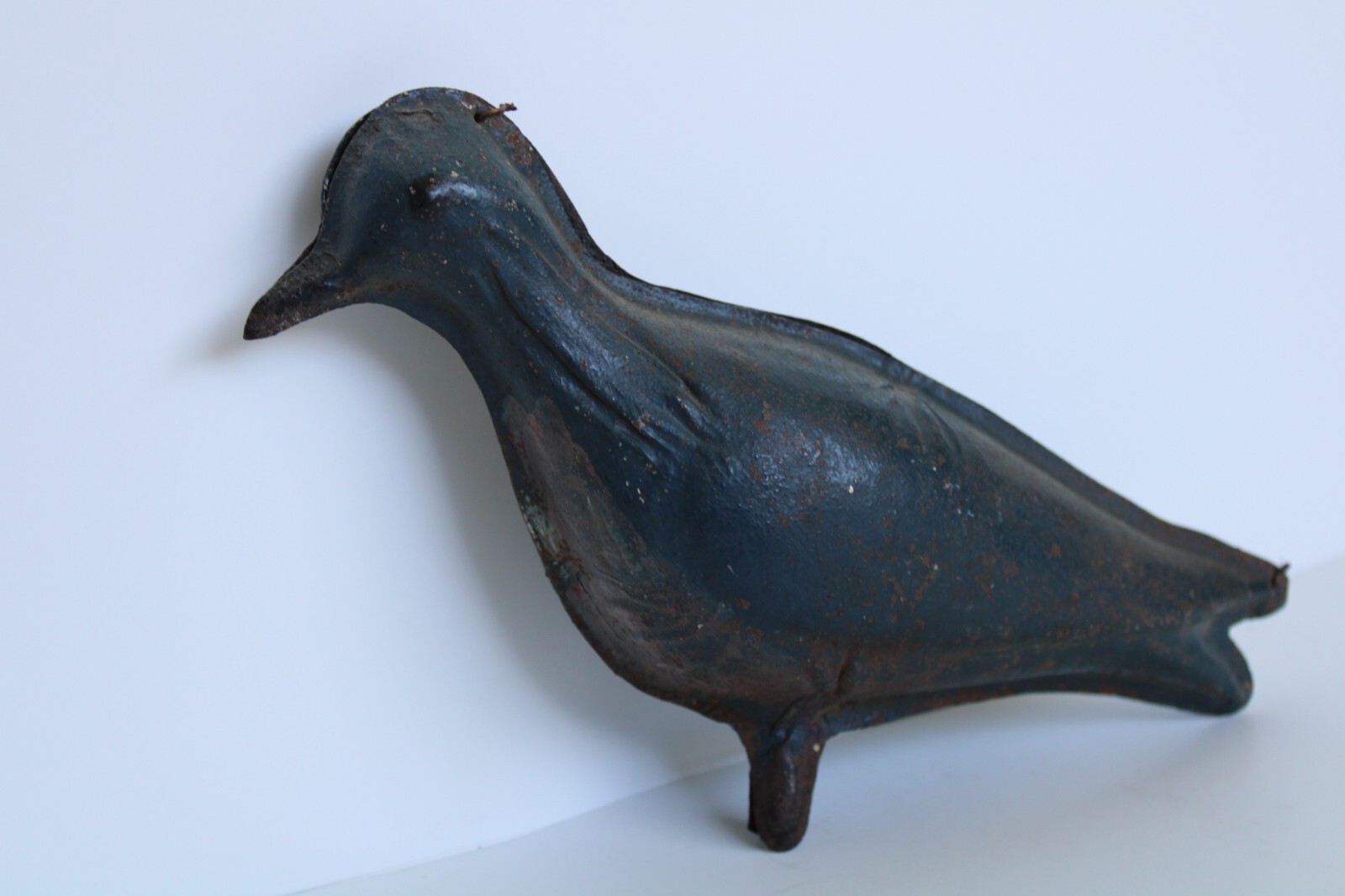 RARE Primitive Antique Folding Hinged Tin Shorebird Decoy, Green Paint