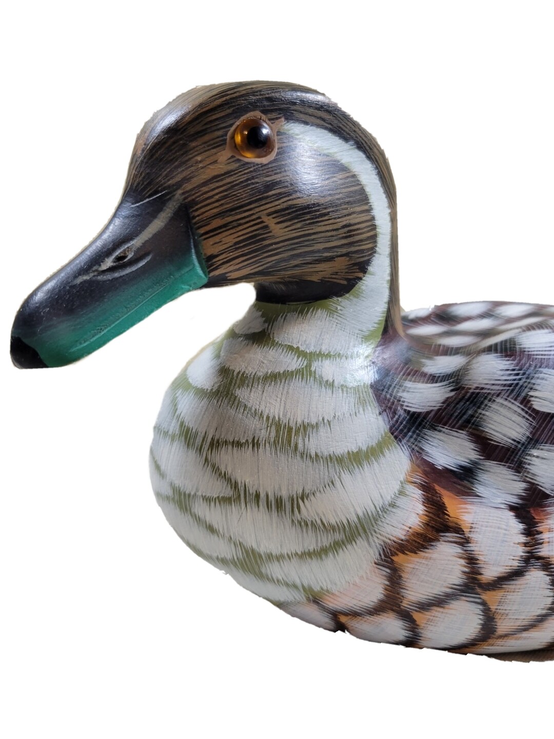 VTG. Duck Decoy Figure w/Glass Eyes, BEAUTIFULLY Handcarved & Painted, Preowned