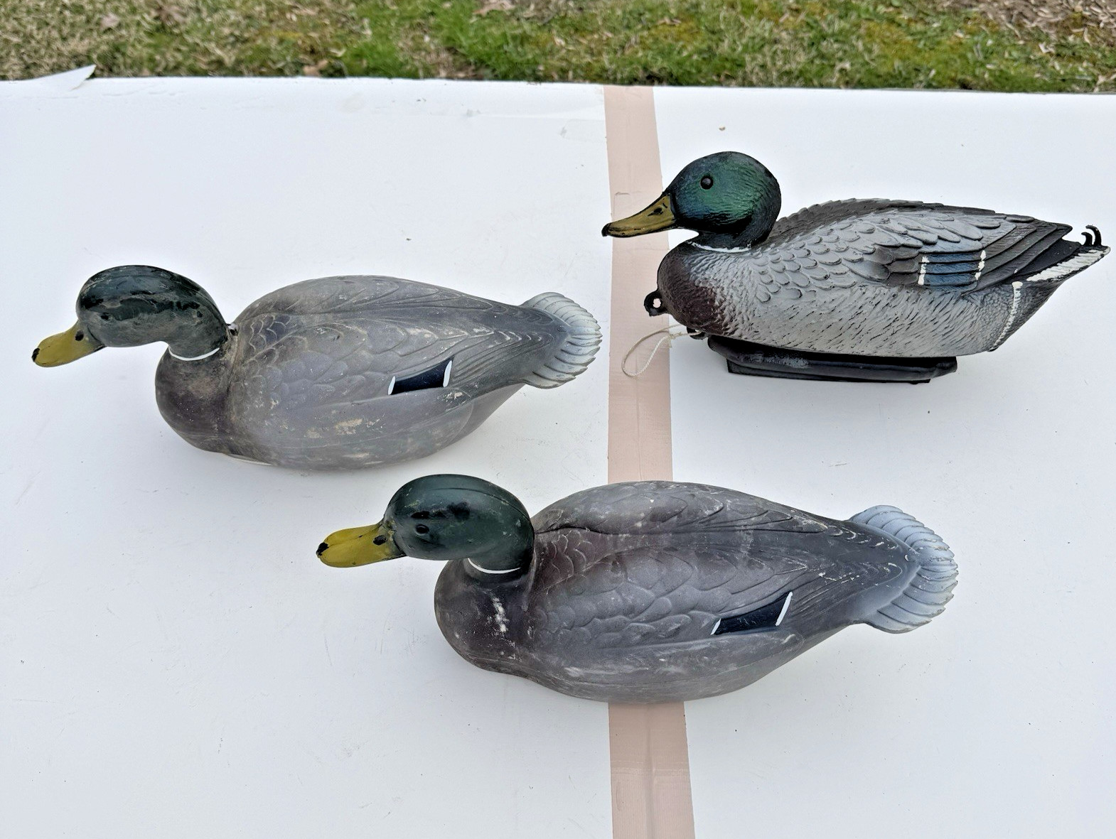 Lot of 3 Duck Decoys Sport Plast Germano Drake Mallard Feather Lite Deluxe Italy
