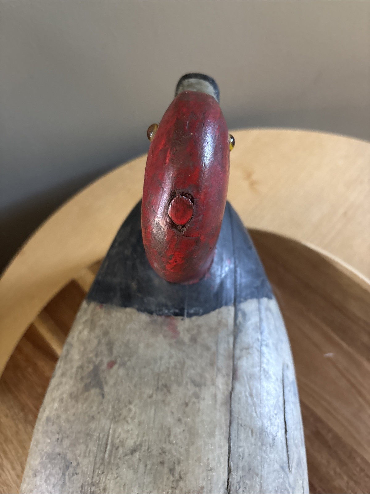 Vintage Redhead Drake Duck Decoy w/ Weight And Pull Strap Loop