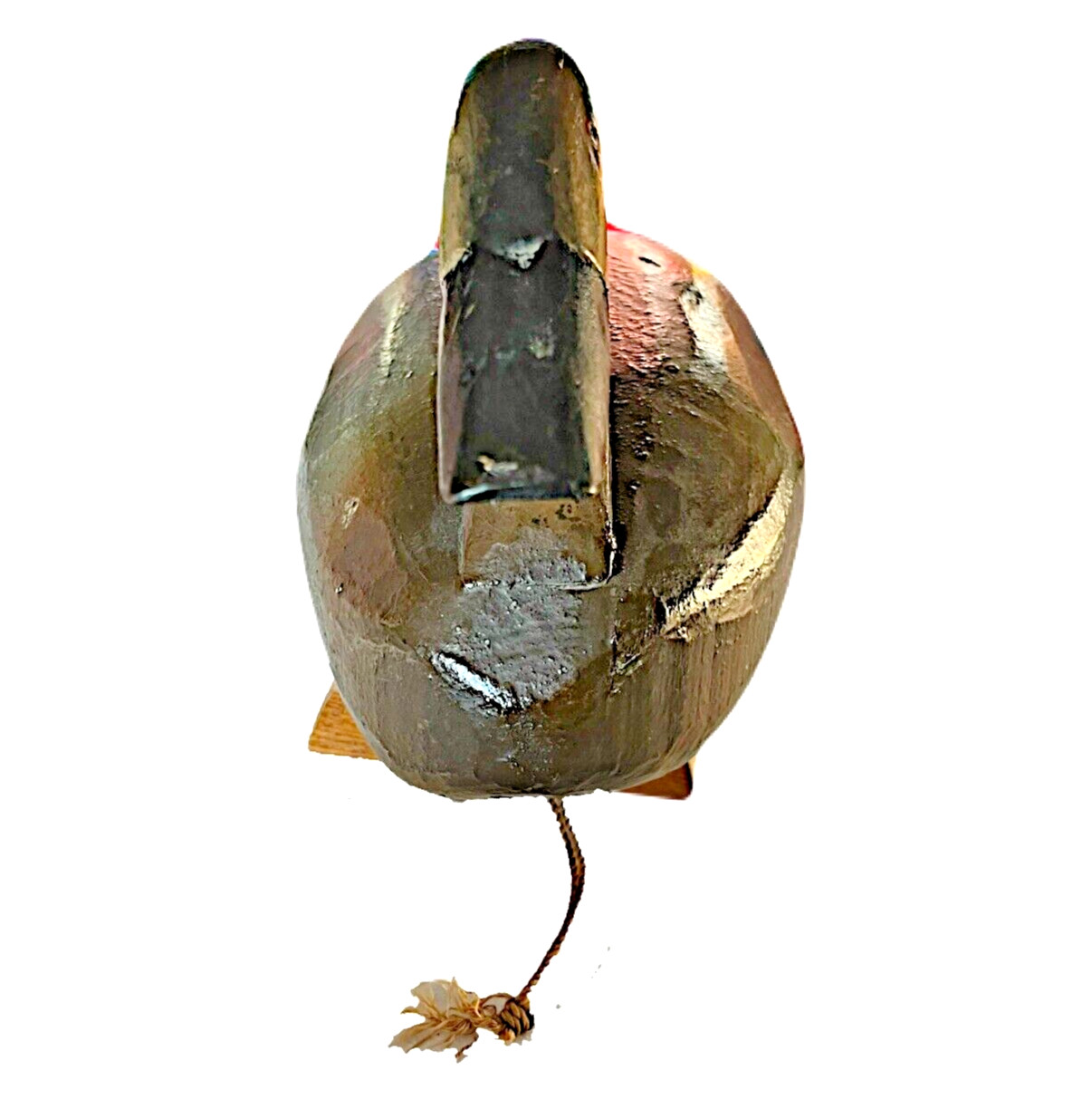 Vintage Duck Decoy Primitive Solid Body w/ Stand & Lead Weight Mushroom Antique