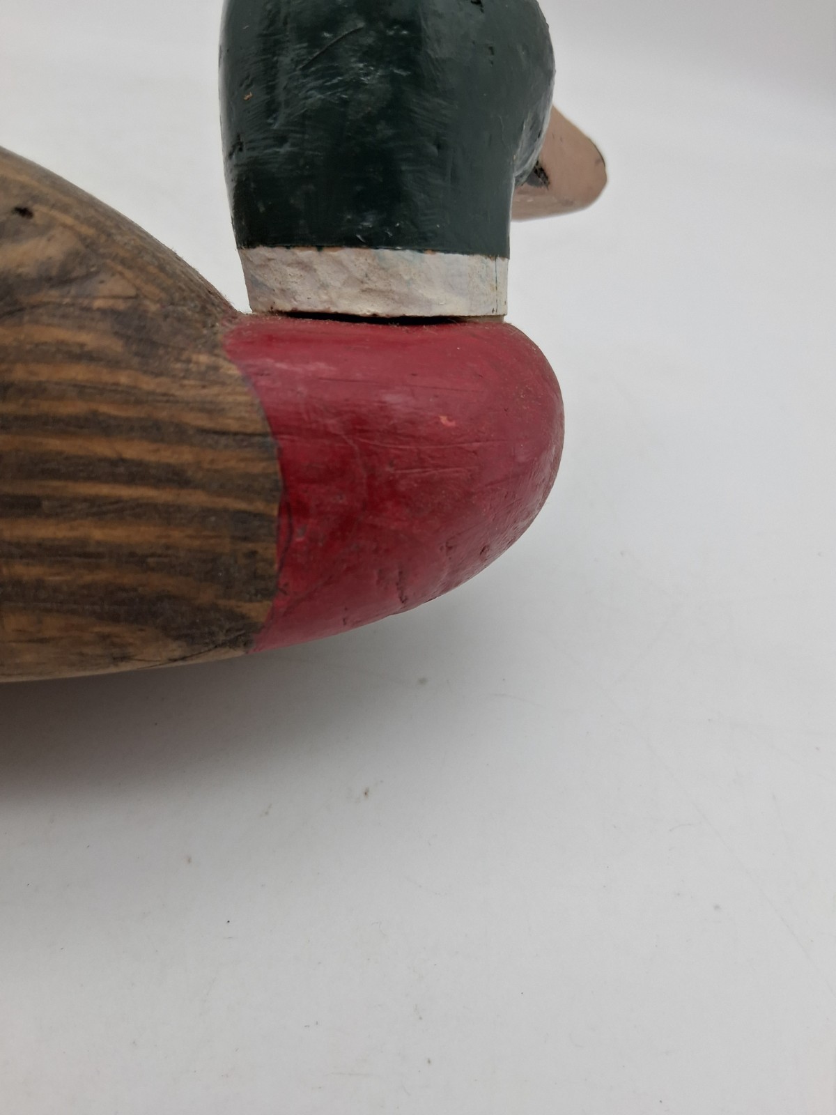 Folk Art Wooden Mallard Duck Decoy Hand Painted Carved Original Bird Vintage 8”