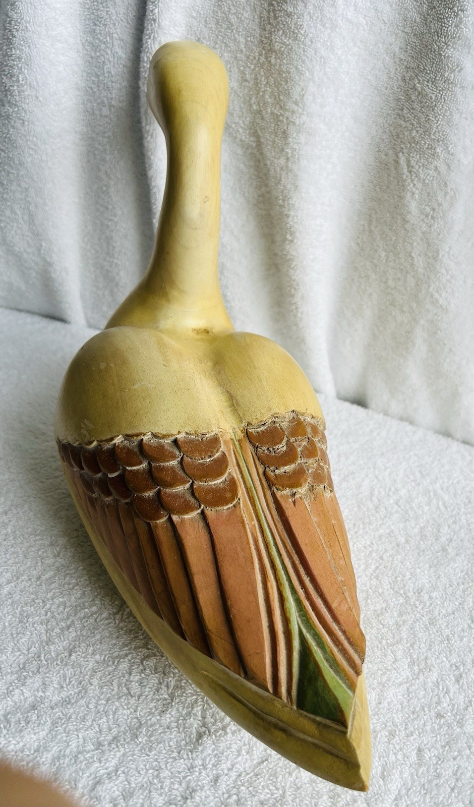 Vintage Wood Goose Decoy Solid Body Hand Painted Hand Carved