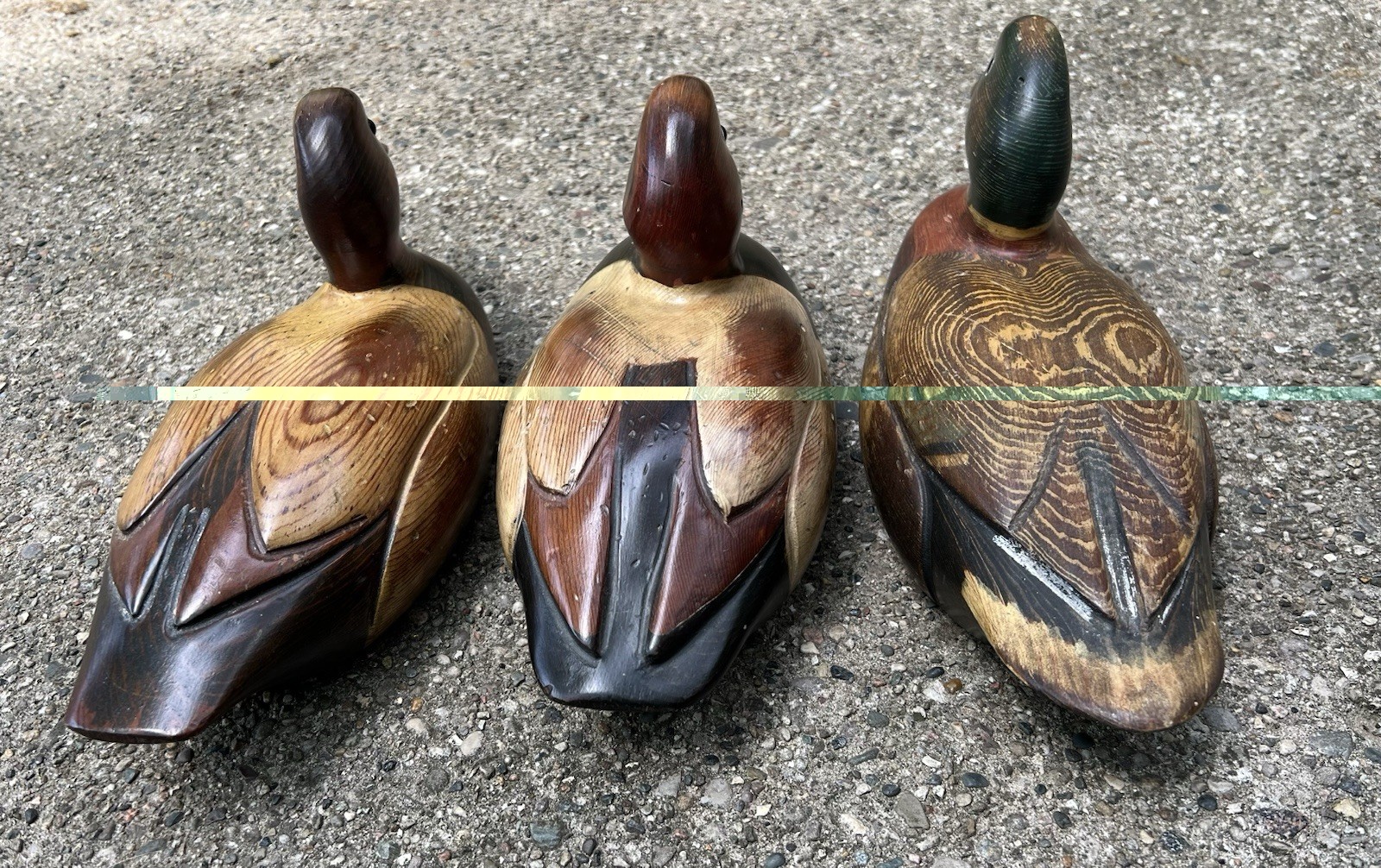 Vintage Tom Taber 1979 Carved Wood Decoy Duck Lot Of 3 Signed