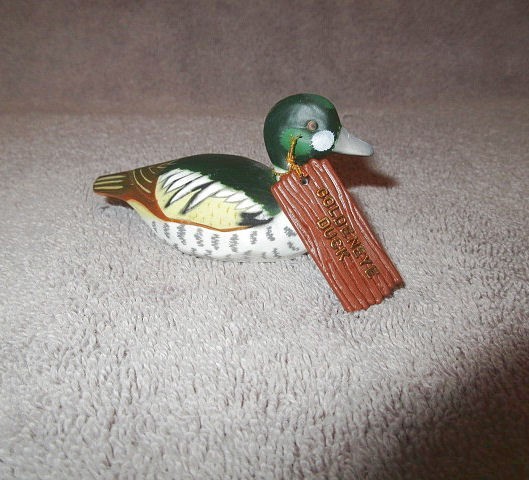 Vtg Mini Duck Decoy With Shadow Box 1984 Enesco Goldeneye Hand Painted 80s NEW